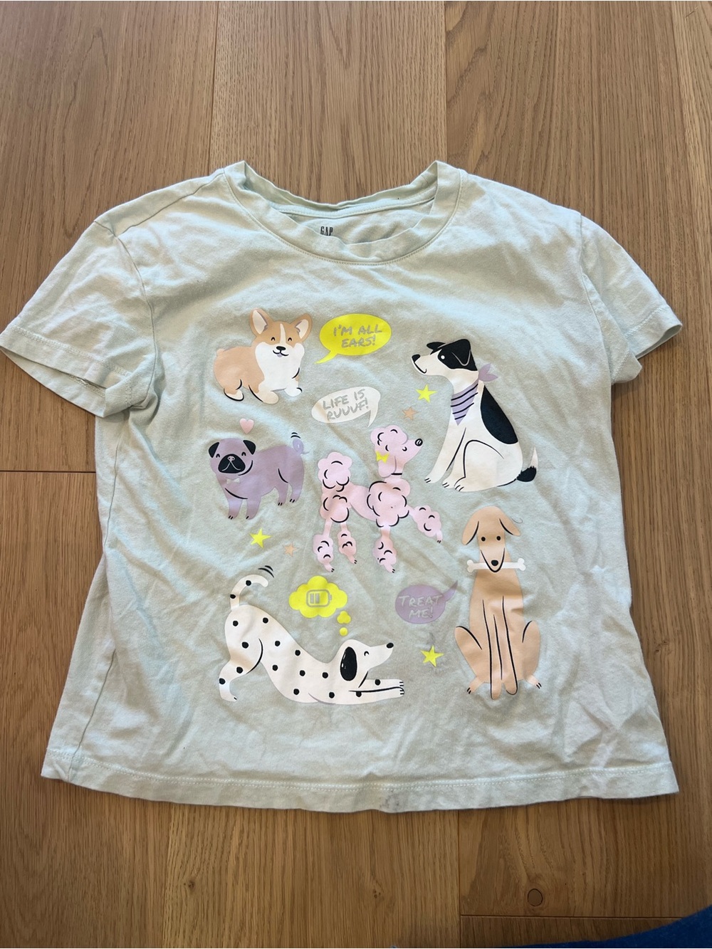 GAP Light Blue Kids' Dog Graphic Tee with Pastel Prints